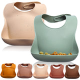 Soft Waterproof Silicone Baby Bib with Food Catcher, Baby Silicone Bib - MiniPrecious