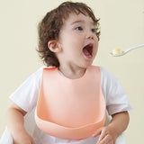 Soft Waterproof Silicone Baby Bib with Food Catcher, Baby Silicone Bib - MiniPrecious