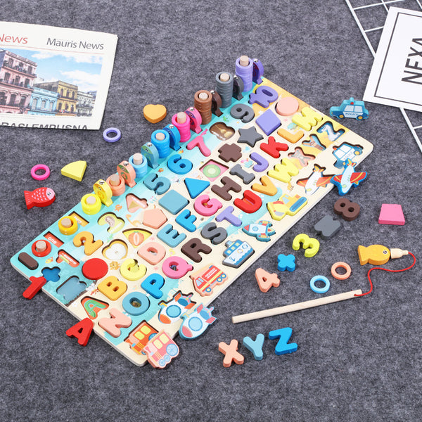 wooden toy board – math, fishing, educational fun for toddlers. - MiniPrecious