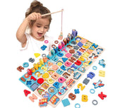 wooden toy board – math, fishing, educational fun for toddlers. - MiniPrecious