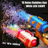 Rocket bubble gun with lights, 69-hole automatic blower toy. - MiniPrecious