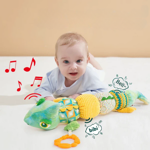 Baby Toys Plush Stuffed Rattle Toys Sensory Animal Dinosaur Infant Teether Tummy Time Toys Educational Interactive Newborn Toys