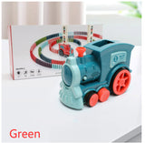 Electric Domino Train Toy with Automatic Release and Building Blocks. - MiniPrecious