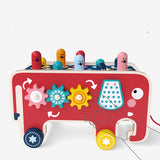 Montessori wooden animal bus toy, musical pounding bench for toddlers. - MiniPrecious