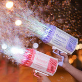 Rocket bubble gun with lights, 69-hole automatic blower toy. - MiniPrecious