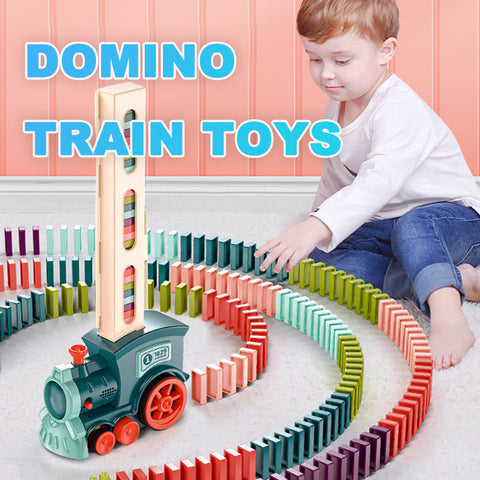 Electric Domino Train Toy with Automatic Release and Building Blocks. - MiniPrecious