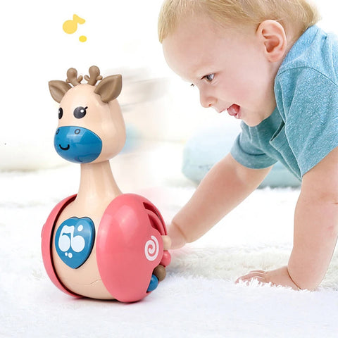 New Sliding Deer Baby Tumbler Rattle Learning Education Toys Newborn Teether Infant Hand Bell Mobile Press Squeaky Roly-Poly Toy