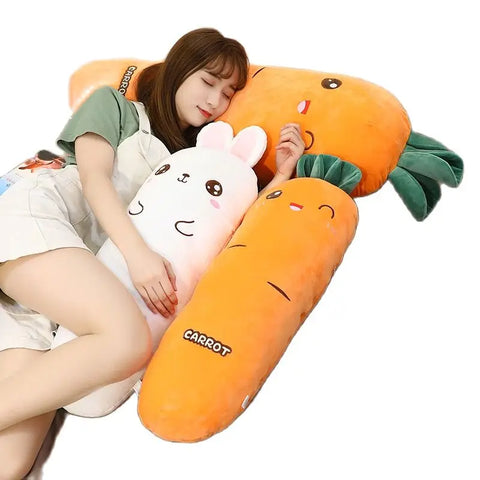 1.1M Long Rectangle Carrot Bunny Plush Pillow Stuffed Soft Bed Pregnant Pinch Leg Pillow Sleeping Boyfriend Throw Pillow Gift