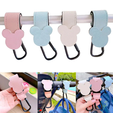 New Cartoon PU Leather Baby Bag Stroller Hook Rotatable Cart Organizer