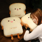 Plush Bread Pillow Kawaii Food Pig Rabbit Fox Toast Soft Doll Hand Warmer Home Decoration Cushion Kids Toys Birthday Gift