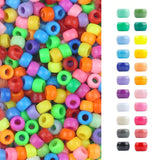 100/200/400pcs 6x9mm Solid Color Large Hole Pony Beads DIY Jewelry Making For Friendship Bracelets & Hair Braids Craft Supplies