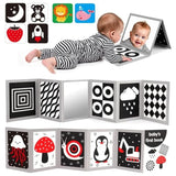 Black and White Baby Book High Contrast Cards Tummy Time Mirror for Infants Montessori Development Craw Activity Sensory Toy