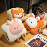 Plush Bread Pillow Kawaii Food Pig Rabbit Fox Toast Soft Doll Hand Warmer Home Decoration Cushion Kids Toys Birthday Gift