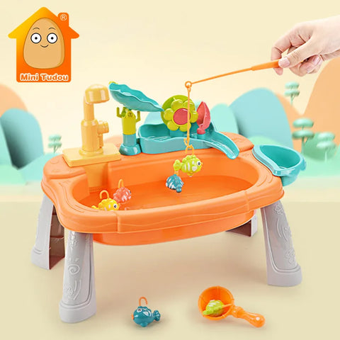 Kids Pretend Play Kitchen Simulation Electric Dishwasher Sink Toy Role Play Fishing Wash Dish Educational Toys For Girls Gift