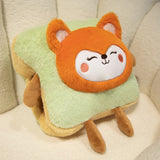 Plush Bread Pillow Kawaii Food Pig Rabbit Fox Toast Soft Doll Hand Warmer Home Decoration Cushion Kids Toys Birthday Gift