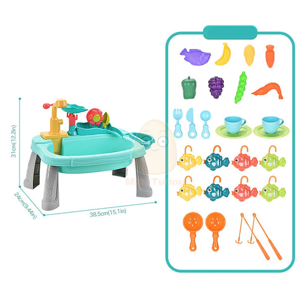 Kids Pretend Play Kitchen Simulation Electric Dishwasher Sink Toy Role Play Fishing Wash Dish Educational Toys For Girls Gift