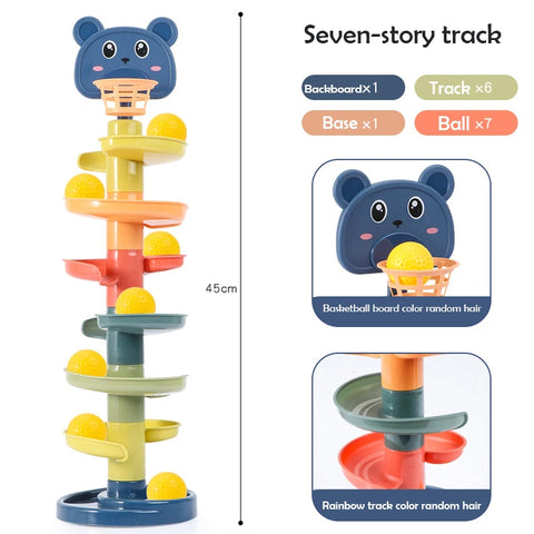 Baby Toys Track Sliding Ball Rolling Ball Pile Tower Early Educational Toy Rotating Educational Baby Stacking Toy For Kids