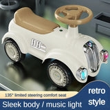 Retro-Style Toddler Balance Car Ride On Car with Lights & Sounds Scooter Balance Bike for Kids Balance Coordination Training