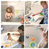 Magnet Baby Bath Fishing Toys Wind-up Swimming Whales Bathtub Toy Fishing Game Water Tub Toys Set with Fishing Pole Net for Kids