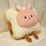 Plush Bread Pillow Kawaii Food Pig Rabbit Fox Toast Soft Doll Hand Warmer Home Decoration Cushion Kids Toys Birthday Gift