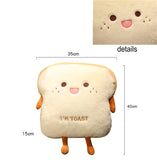 Plush Bread Pillow Kawaii Food Pig Rabbit Fox Toast Soft Doll Hand Warmer Home Decoration Cushion Kids Toys Birthday Gift