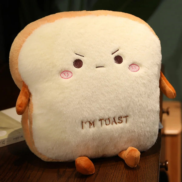 Plush Bread Pillow Kawaii Food Pig Rabbit Fox Toast Soft Doll Hand Warmer Home Decoration Cushion Kids Toys Birthday Gift