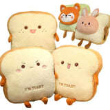 Plush Bread Pillow Kawaii Food Pig Rabbit Fox Toast Soft Doll Hand Warmer Home Decoration Cushion Kids Toys Birthday Gift