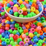 100/200/400pcs 6x9mm Solid Color Large Hole Pony Beads DIY Jewelry Making For Friendship Bracelets & Hair Braids Craft Supplies