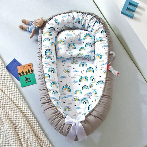 85*50cm Baby Nest Bed with Pillow Portable Crib Travel Bed Infant Toddler Cotton Cradle for Newborn Baby Bed Bassinet Bumper New