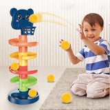 Baby Toys Track Sliding Ball Rolling Ball Pile Tower Early Educational Toy Rotating Educational Baby Stacking Toy For Kids