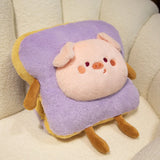 Plush Bread Pillow Kawaii Food Pig Rabbit Fox Toast Soft Doll Hand Warmer Home Decoration Cushion Kids Toys Birthday Gift