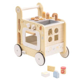 Robotime Wooden Baby Push Walker Learning Walker 4 in 1 Activities Center Monetessori Walker Education Toys with Bakery Kitchen