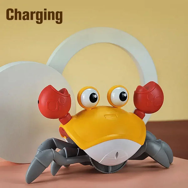 Glowing Electronic Induction Toy Escape Crab Automatic Obstacle Avoidance Crawling Crab Walking Toy with Music USB Charging