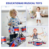 Kids Drum Set with Stool Drumsticks Cymbal Musical Instrument Toy Kid Jazz Drum Kit for 3-6 Year Little Rockstar