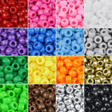 100/200/400pcs 6x9mm Solid Color Large Hole Pony Beads DIY Jewelry Making For Friendship Bracelets & Hair Braids Craft Supplies