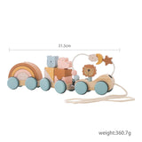 Baby Montessori Toy Wooden Train Baby Educational Toy Wooden Rainbow Blocks Trolley Baby Learning Toy Children Birthday Gift