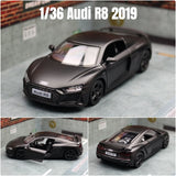 1/36 Audi R8 Coupe GT Spyder Toy Car Model RMZ City 3'' Diecast Super Sport Racing Miniature Pull Back Collection Gift Kid Boy