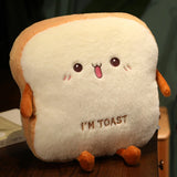 Plush Bread Pillow Kawaii Food Pig Rabbit Fox Toast Soft Doll Hand Warmer Home Decoration Cushion Kids Toys Birthday Gift