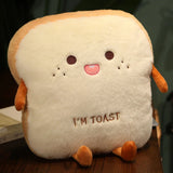 Plush Bread Pillow Kawaii Food Pig Rabbit Fox Toast Soft Doll Hand Warmer Home Decoration Cushion Kids Toys Birthday Gift