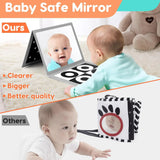 Black and White Baby Book High Contrast Cards Tummy Time Mirror for Infants Montessori Development Craw Activity Sensory Toy