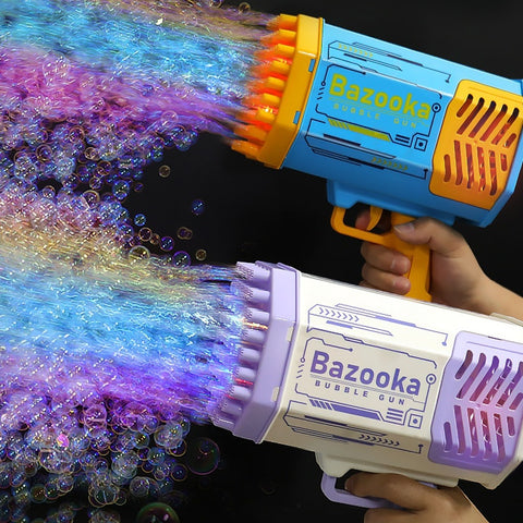 Rocket bubble gun with lights, 69-hole automatic blower toy. - MiniPrecious