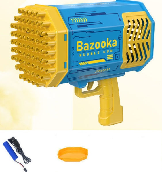 Rocket bubble gun with lights, 69-hole automatic blower toy. - MiniPrecious
