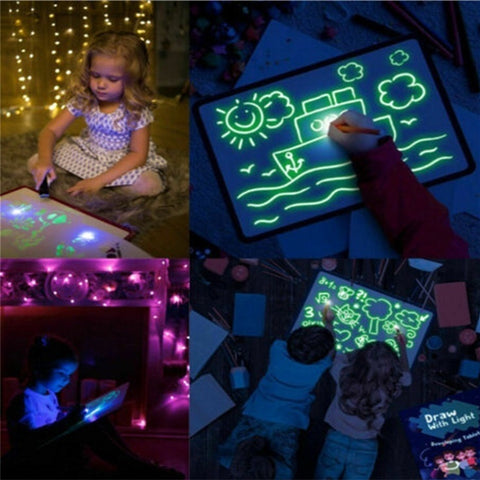 Educational Toy Drawing Pad 3D Magic 8 Light Effects Puzzle Board Sketchpad - MiniPrecious