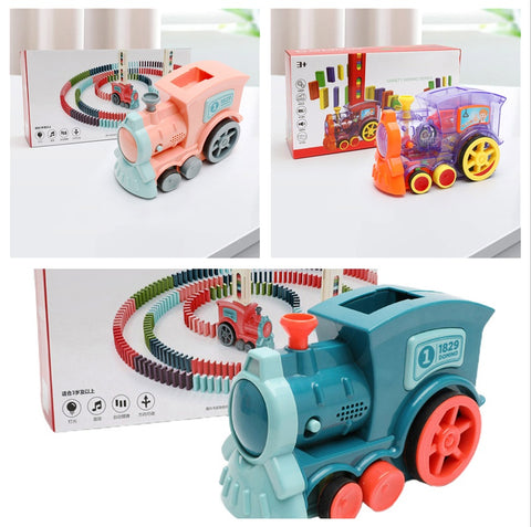 Electric Domino Train Toy with Automatic Release and Building Blocks. - MiniPrecious