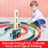 Electric Domino Train Toy with Automatic Release and Building Blocks. - MiniPrecious